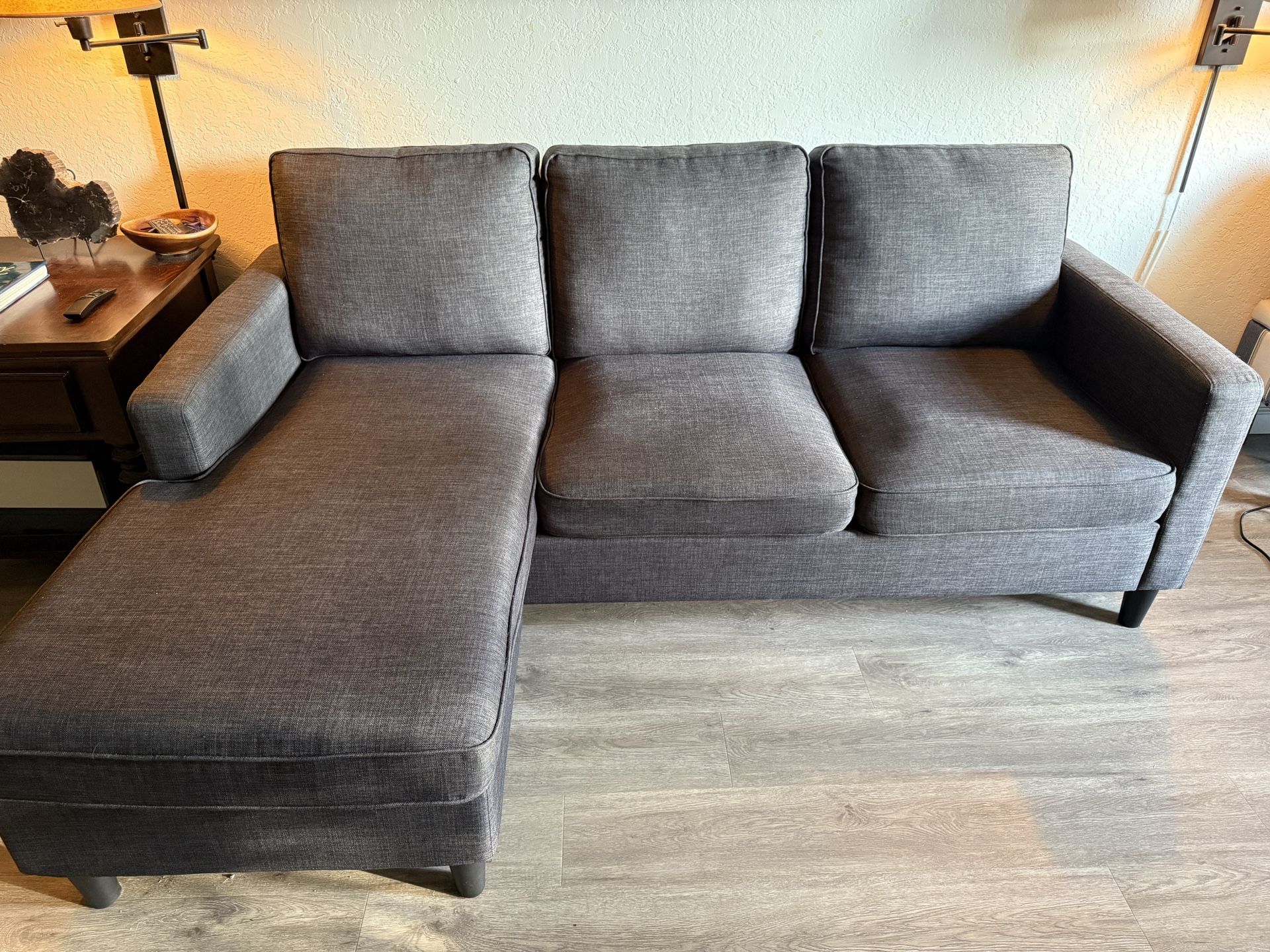 Queen Size Pull Out Sleeper Sofa - Charcoal Fabric