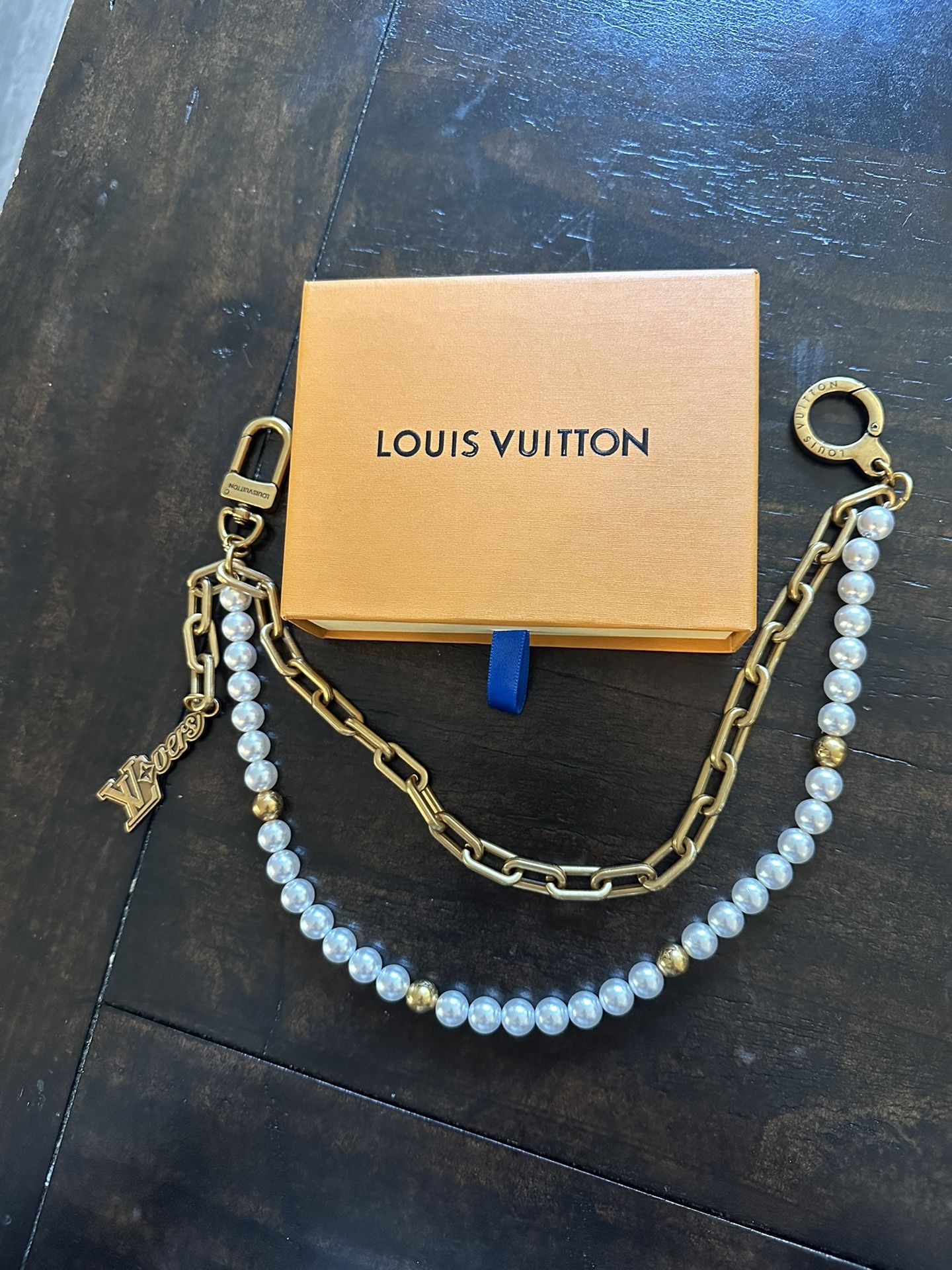 Gold Chain & Pearl Bag Charm