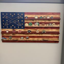 Handmade Wooden American Flag Challenge Coin Holder 🇺🇸