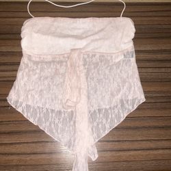 light pink lace halter top size xs