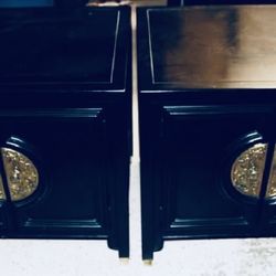 RARE Pair 1950s Century Raymond Sobota Chin Hua Nightstands Ebonized Lacquer