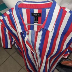 Mens Short Sleeve Button Up Size Large