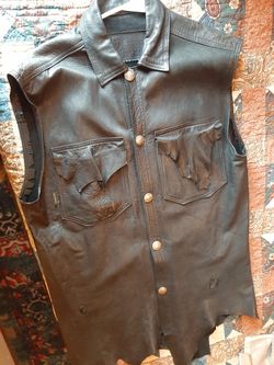 Rare Custom Black Leather Vest