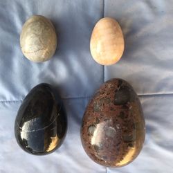 Vintage granite,marble,alabaster paperweight eggs