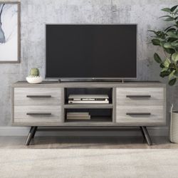 New Mid Century Brown Oak Tv Stand