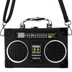Vintage Retro Boom Box Radio Crossbody Bag Valentines Day Gift
