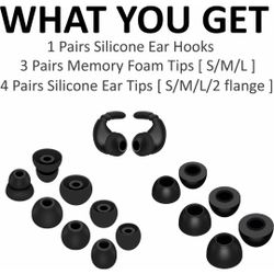 A-Focus 【Ear Tips & Hooks Kit】 Compatible with Beats Studio Buds/Fit Pro【 Memory Foam & Silicone 】, Soft Comfortable Noise Reduce Earbuds Wingtip Gel 
