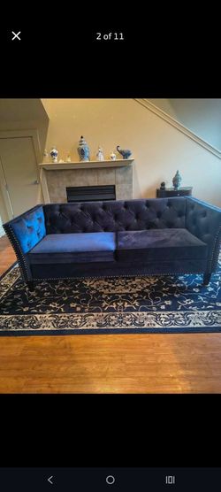 Navy blue Christopher Knight mid century sofa