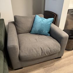 Modern Gray Accent Chair - Wide & Comfortable