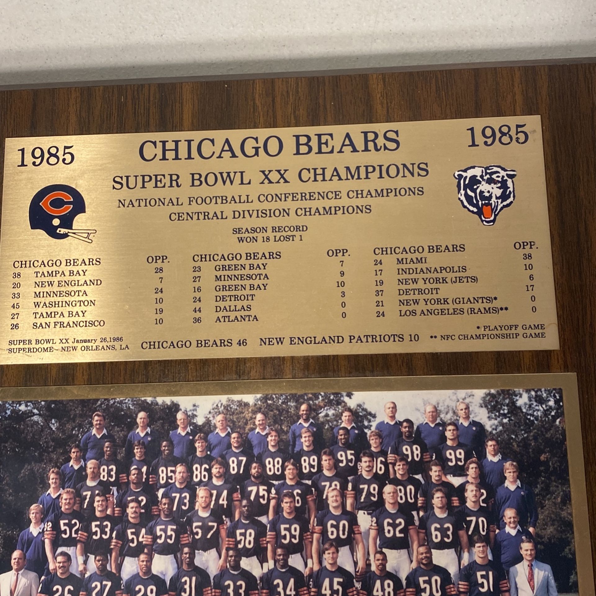 1985 Chicago bears world championship plaque for Sale in Lombard, IL -  OfferUp