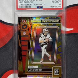 2023 Optic Chain Reaction Joe Burrow #CRJB Gold 10/10 PSA 10