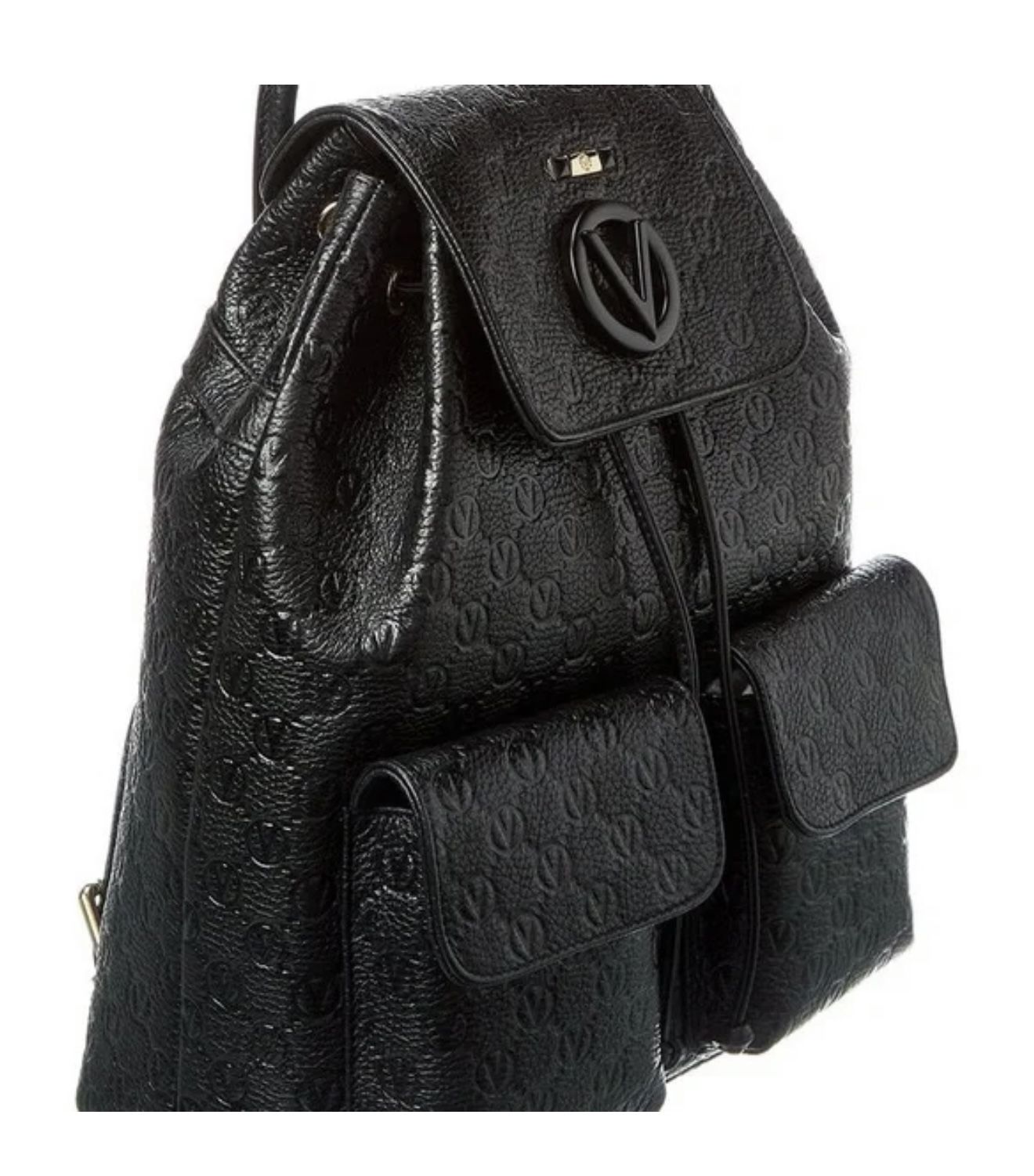 Valentino by Mario Valentino Simeon Dollaro Monogram Leather Backpack and Valentino black leather wallet