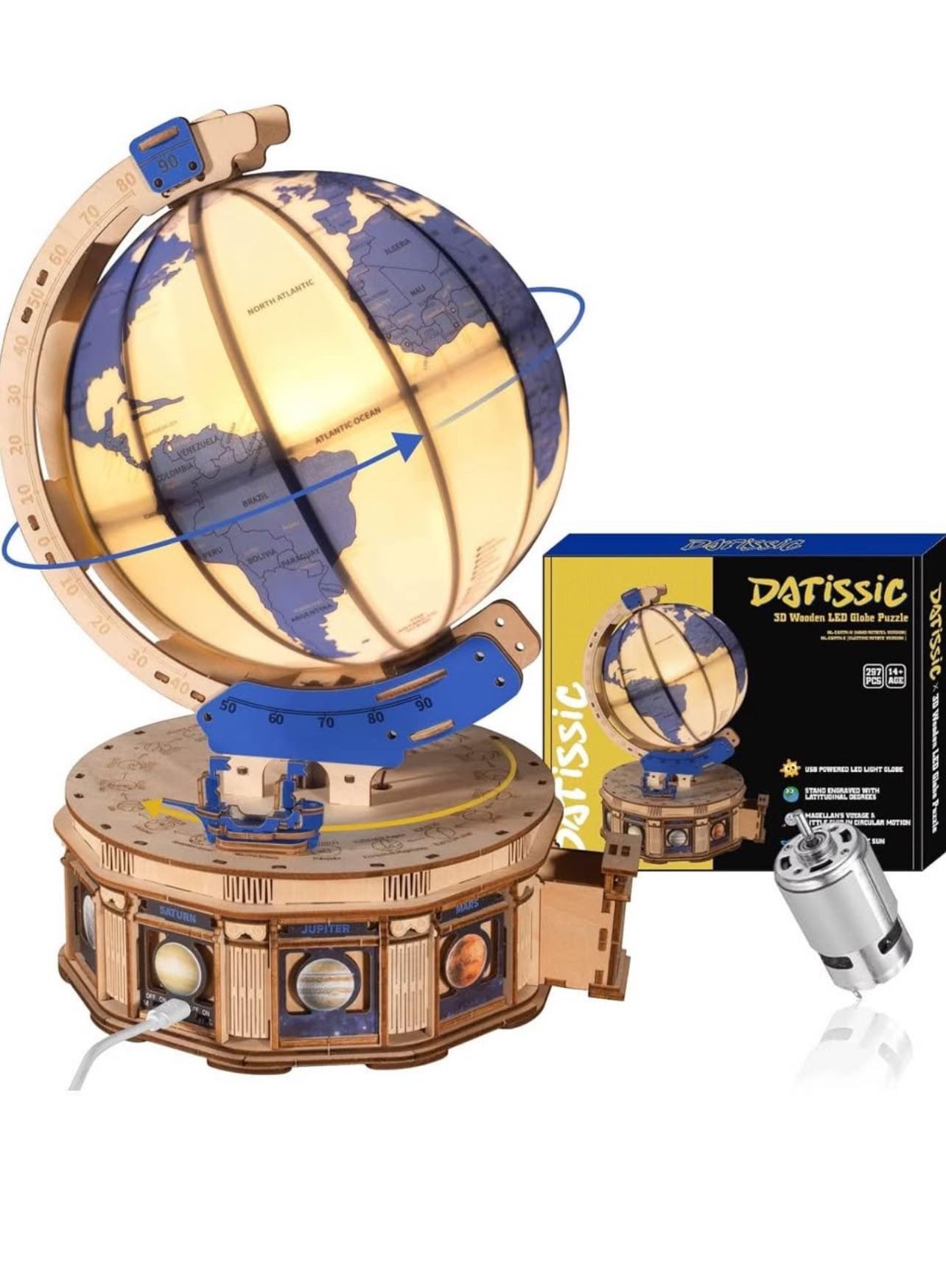 Brandnew 3D Wooden Puzzles for Adults Christmas Day Gifts - LED Illuminated Wood Globes Arts and Crafts for Adults to Build, Puzzle Box DIY Craft Kits
