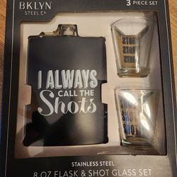 8oz F Lask And Shot Glass Set