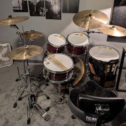 Drum set, Cymbals, Cymbal Stands, Throne With Back Rest, Pedals - Gretsch Catalina, Tama Iron Cobra, Zildjian K Sweet, Sabian HHX,  More!