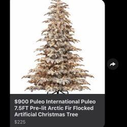 Puleo International 7.5 Ft Artificial Flock Christmas Tree 