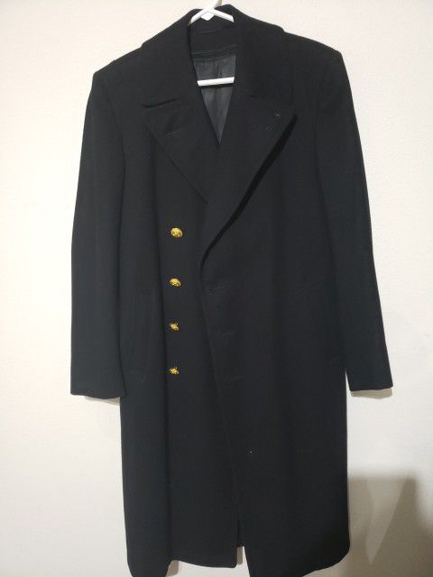 Vintage US Navy Officers HEAVY 36R Bridge Coat /Overcoat 100% WOOL