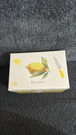 Decorated recipe box with label cards