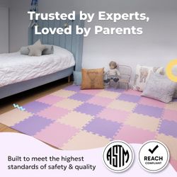 36 Soft Foam Floor Tiles for Kids. Adjustable Interlocking Foam Tiles, Fits with 74x74 Playpen Baby mat for Crawling & Development