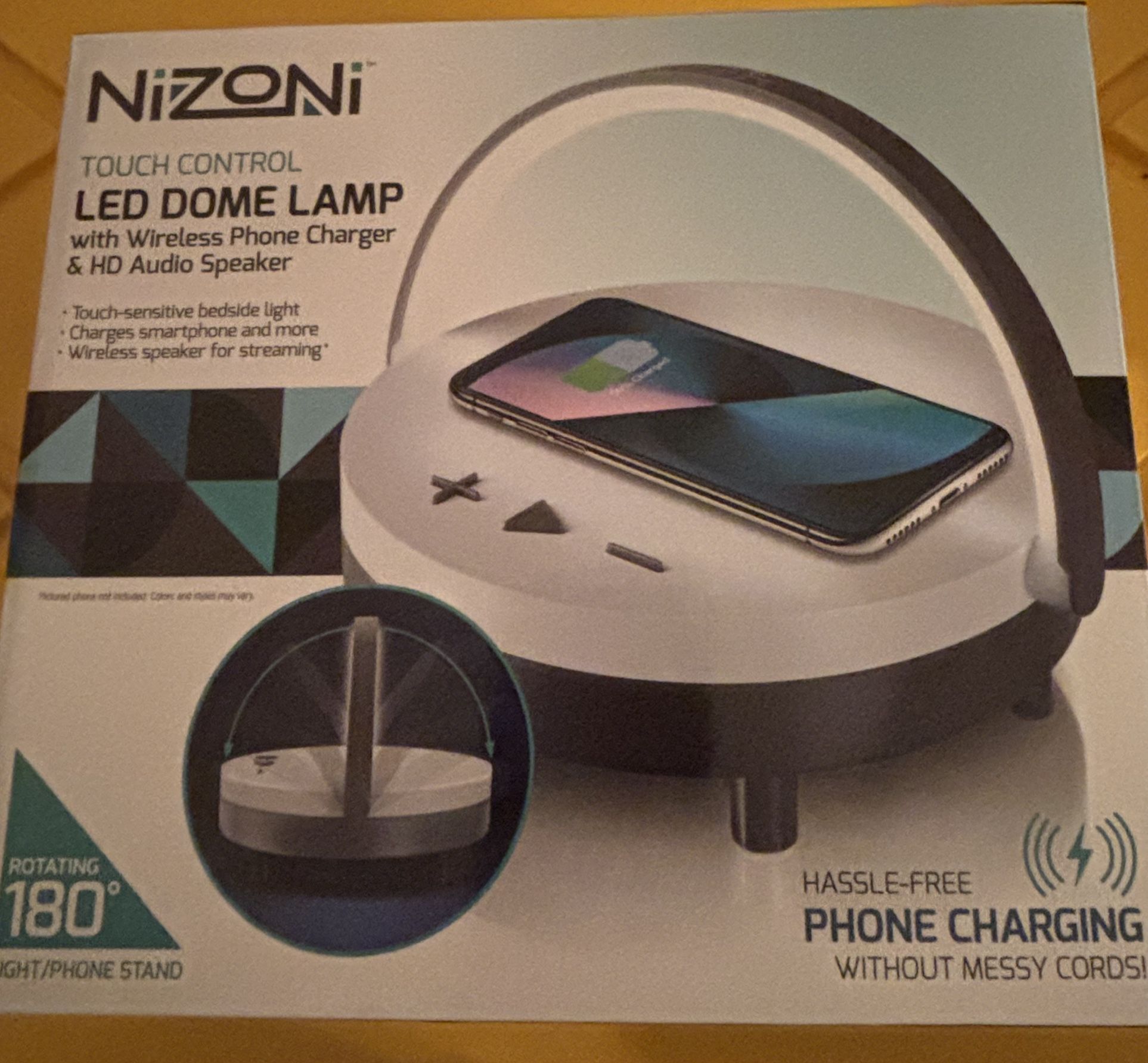 LED DOME LAMP w/wireless Phone Charger & HD Audio Speaker