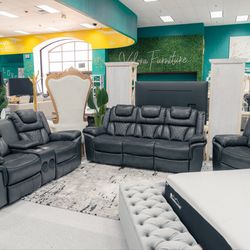 Black Reclining Sofa Set – Plush Seating | Cash & Financing $0 Down
