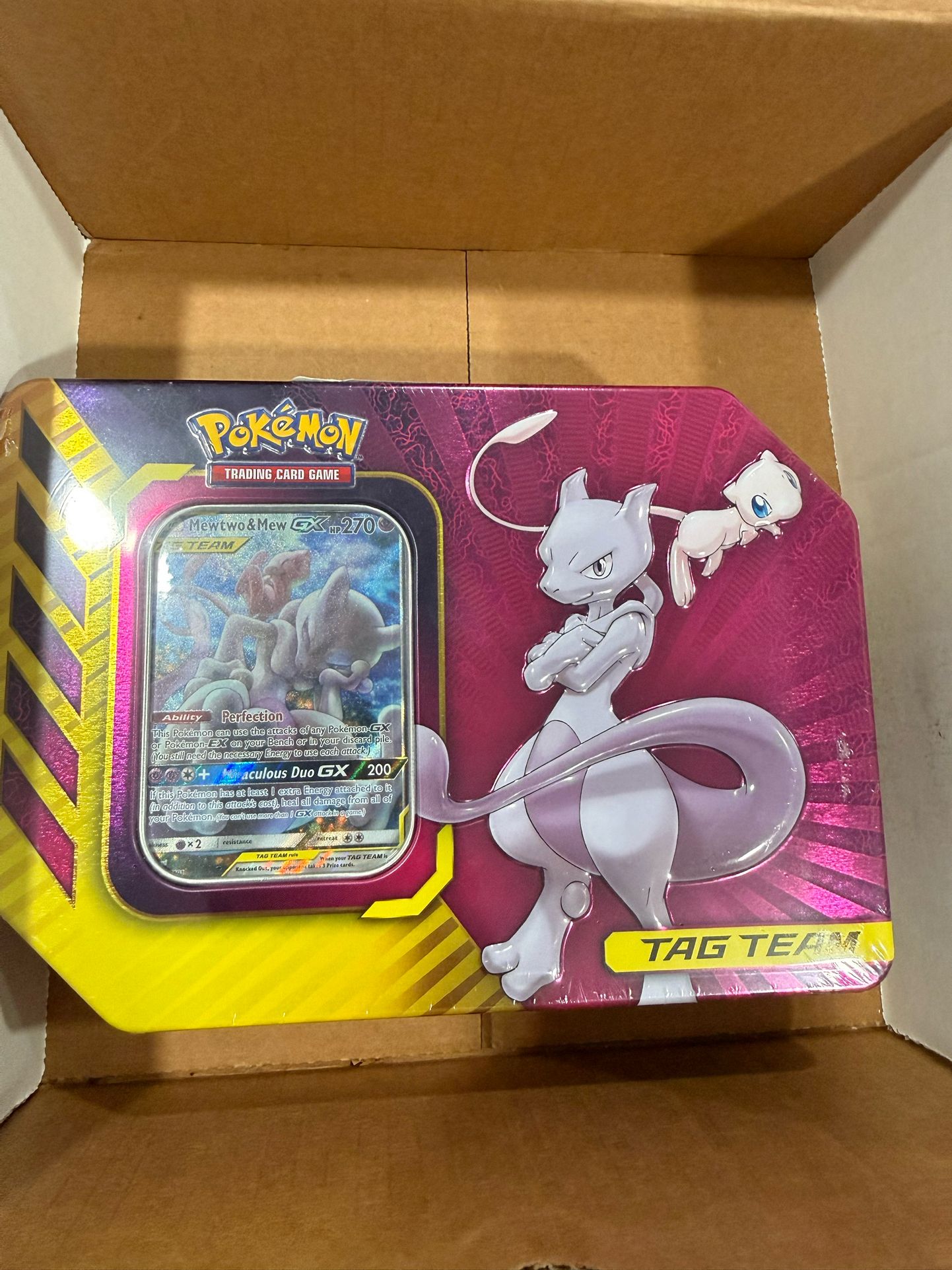 Pokemon TCG Mewtwo & Mew GX Tag Team Tin READ DESCRIPTION