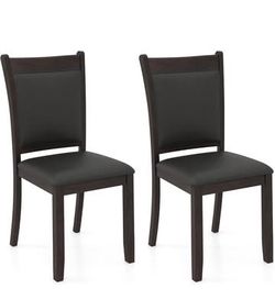 Newly Assembled Wooden Dining Chairs Set of 2 Modern Armless Kitchen Chairs w/Padded Backrest & Seat
