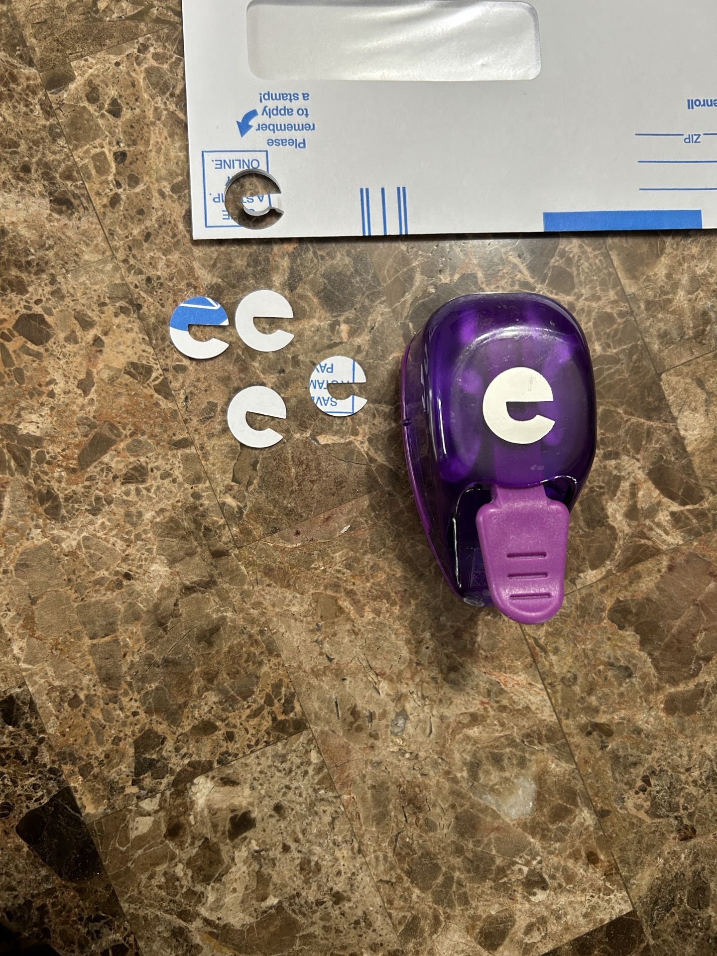 Purple Craft Punch Tool Letter e