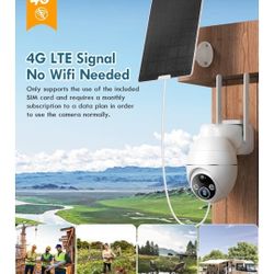 4G LTE Cellular Security Camera Wireless Outdoor, 2K