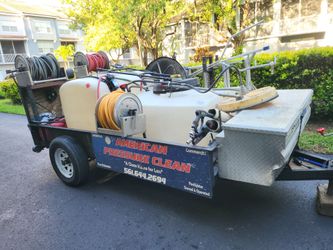 INDUSTRIAL 10 GPM KOHLER 2700 PSI PRESSURE/SOFT WASH TRAILER W/ ALL ACCESSORIES, REPLACEMENT PARTS, AND MUCH MORE! OBO