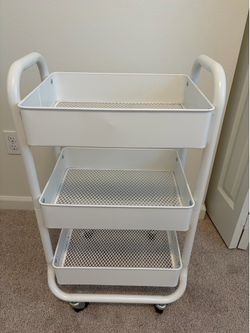 White Metal Office Supply Cart/Holder