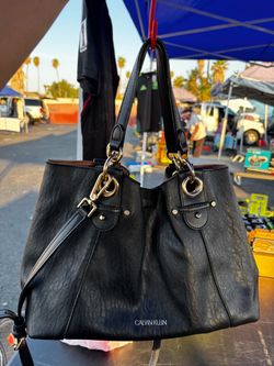 Calvin Klein Black Leather Tote Bag