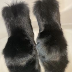 Black Foxy Real Fur Boots Sizes 7.5,8,8.5 Message True Size & Order