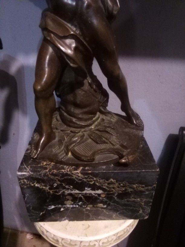 Antique Bronze King David Sculpture