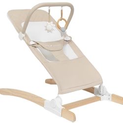 Baby Delight Heirloom Aspen Wooden Baby Bouncer | Infant Baby Chair | 0 – 6 Months | 100% GOTS Certified Cotton Fabrics | Organic Oat