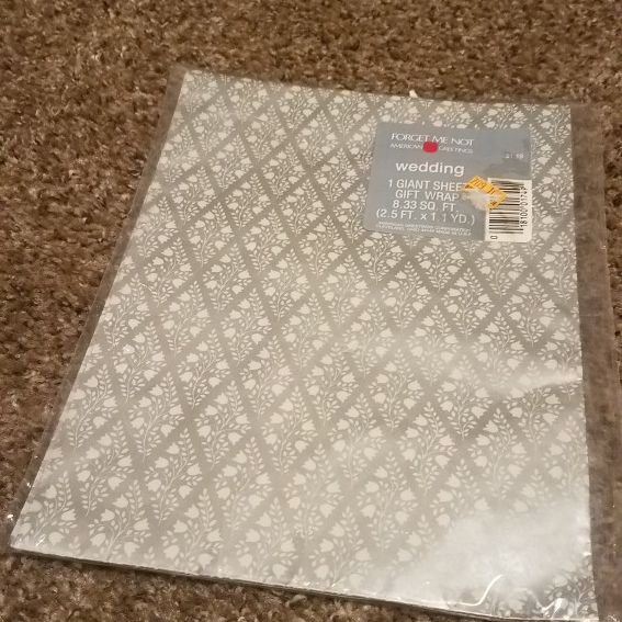 Sealed Vintage American Greetings wedding Wrapping Paper  silver colored With Tulips
