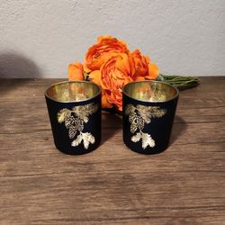 2 Pinecone Glass Candle  Holders