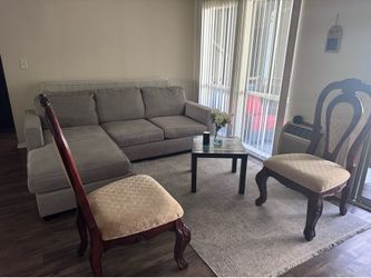 Grey Sectional Sofa + 2 FREE Elegant Accent Chairs!