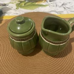 Vintage Sage Green Sugar & Creamer Set