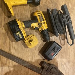 Dewalt Drill, Flashlight, Sander, and Miscellaneous Tools
