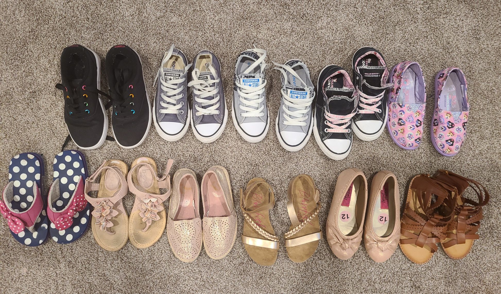 11 pairs of size 12 girls shoes great condition!