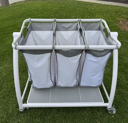 3-Section Rolling Laundry Hamper Cart – Seville Classics