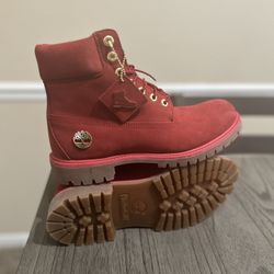 Red Timberlands Size 8.5 Mens