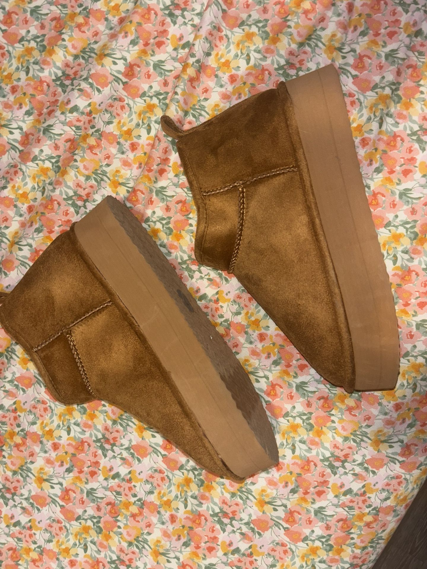 Brown platform boots
