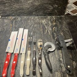 CUTCO Knife Collection – 3 Knives + 2 Carving Forks + Spreader & Pizza Cutter – Made in USA