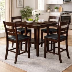 5 Piece Set With Table And 4 Chair_ Black/brown