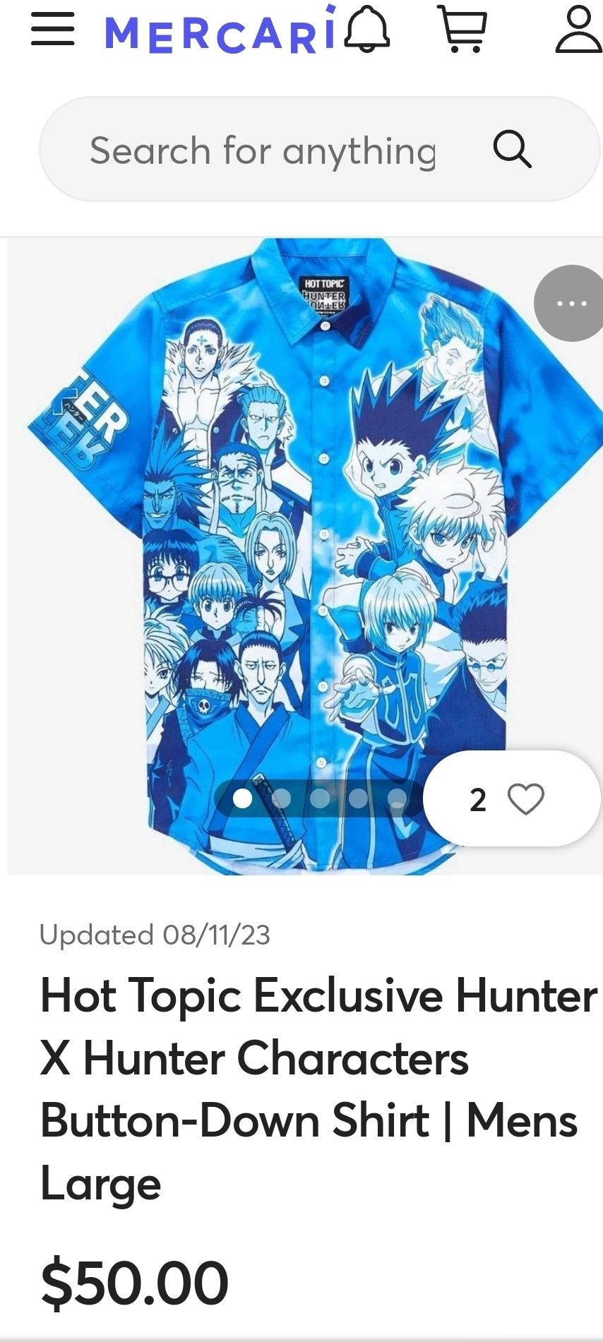 New Hot Topic Exclusive Hunter X Hunter Characters Button-Down Shirt | Mens size Medium $30