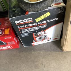 RIDGID K-400 Drain Cleaning Snake Auger 120-Volt Drum Machine with C-32IW 3/8 in. x 75 ft. Cable + 4-Piece Tool Set & Gloves