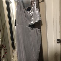 silver dress with slit