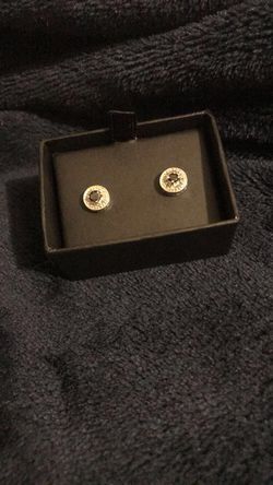 Silver and diamond stud earrings